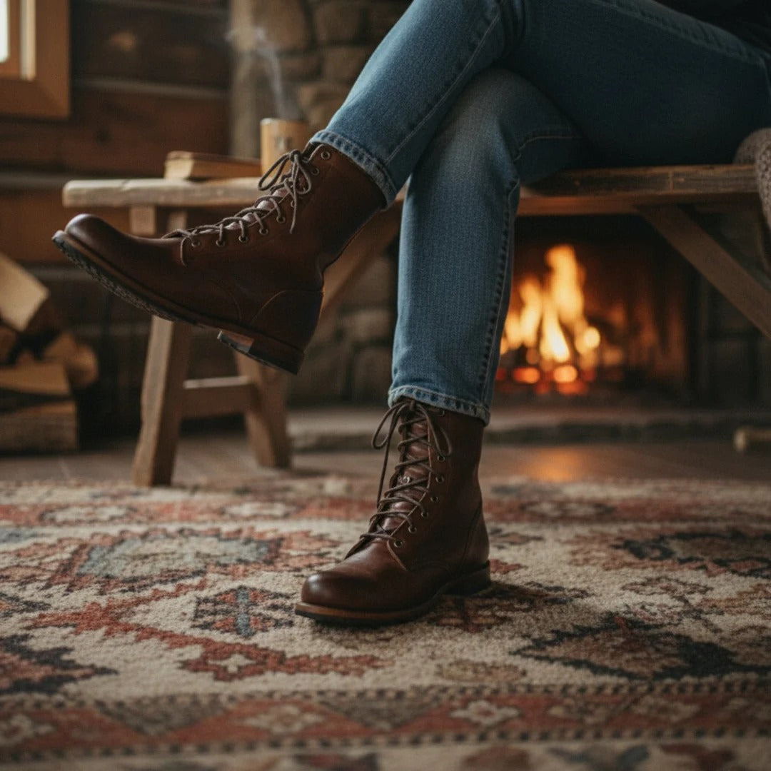 Męskie buty skórzane z ociepleniem i solidną podeszwą | L&V - 5 - Livia-Moda