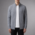 Sweter męski z wzorem warkoczowym, strukturalny krój | L&V - 5 - Livia-Moda