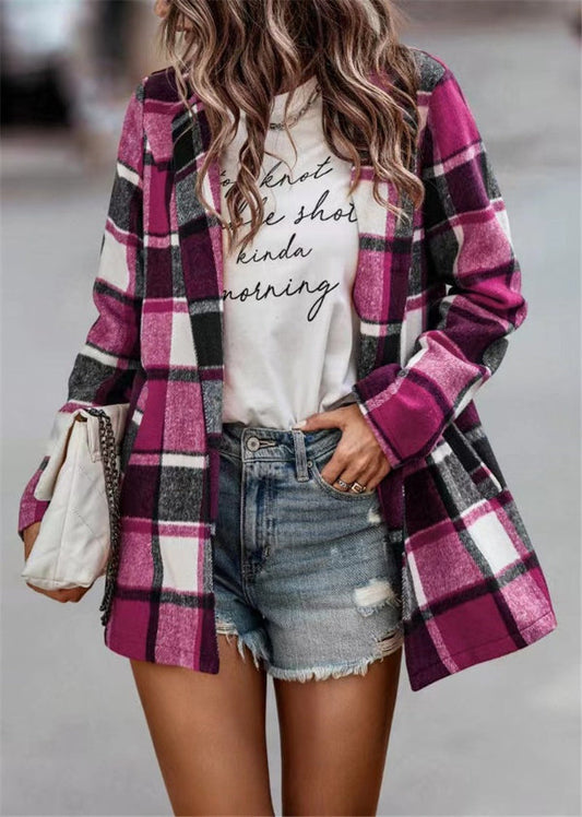 Alessia - Damska kurtka koszulowa w kratę oversize