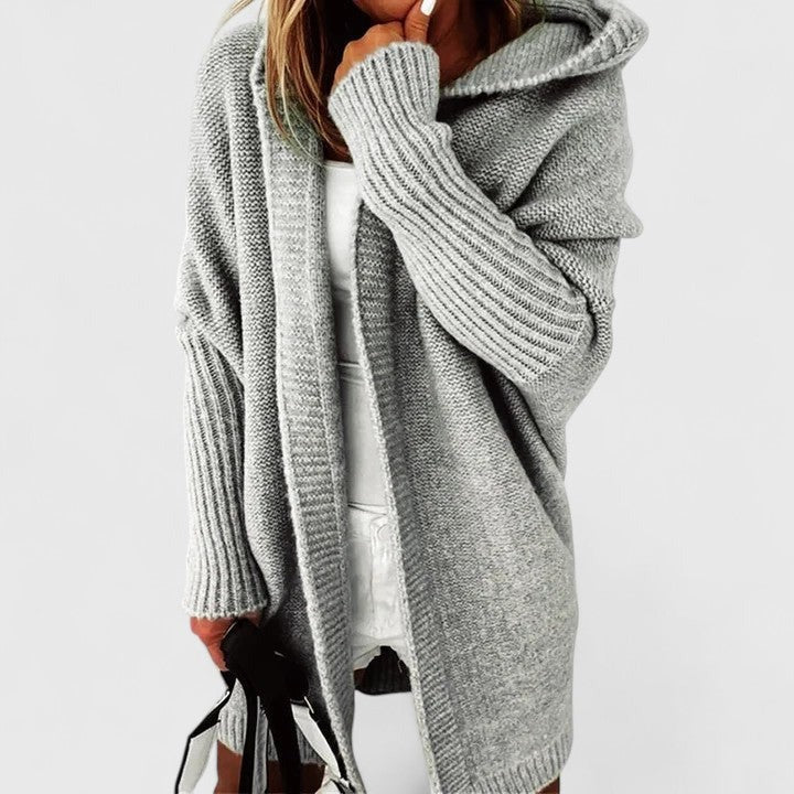 Kardigan damski z kapturem w oversize'owym kroju | L&V - 3 - Livia-Moda
