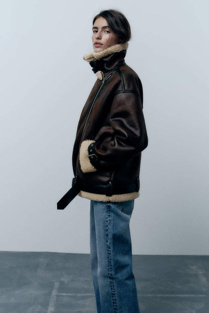 Monika – Damska Kurtka Pilotka z Kożuchem