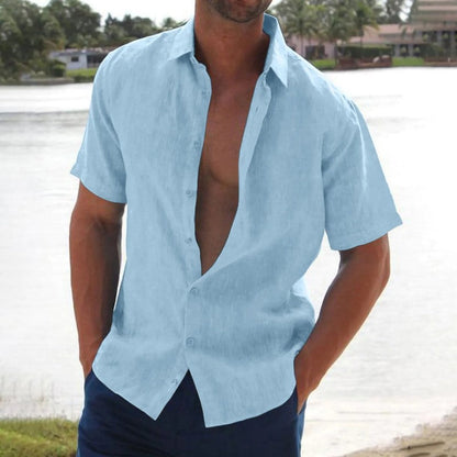 Jasper – Men’s  short-sleeved linen shirt Shirt - Image 4