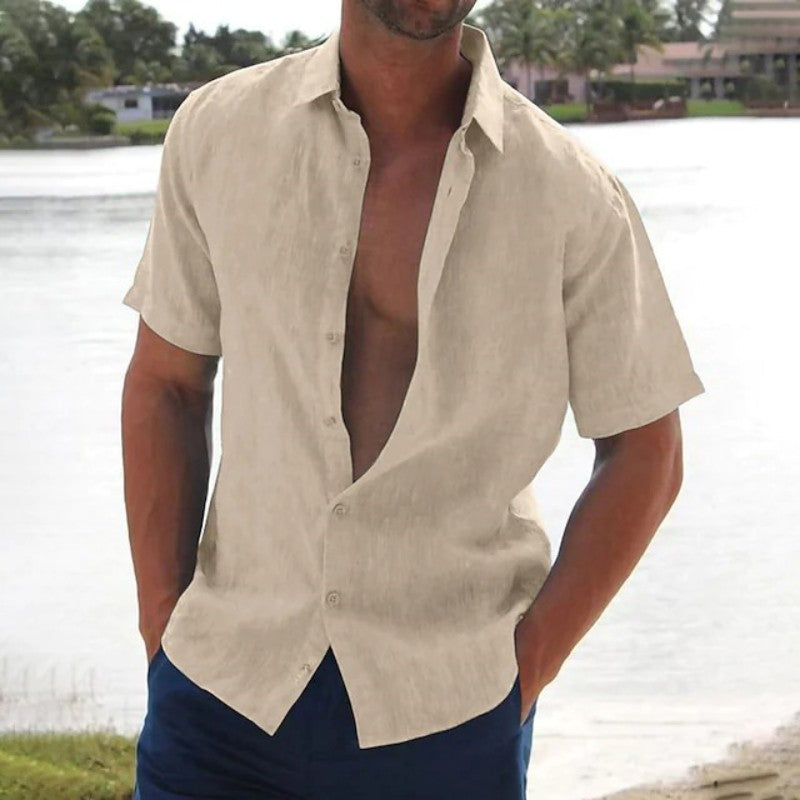 Jasper – Men’s  short-sleeved linen shirt Shirt - Image 6