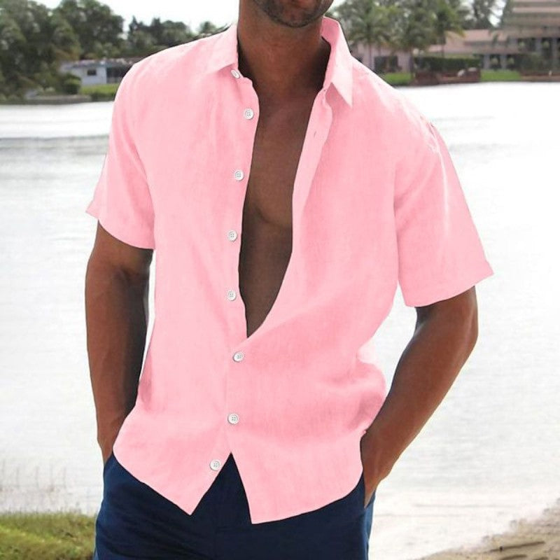Jasper – Men’s  short-sleeved linen shirt Shirt - Image 1