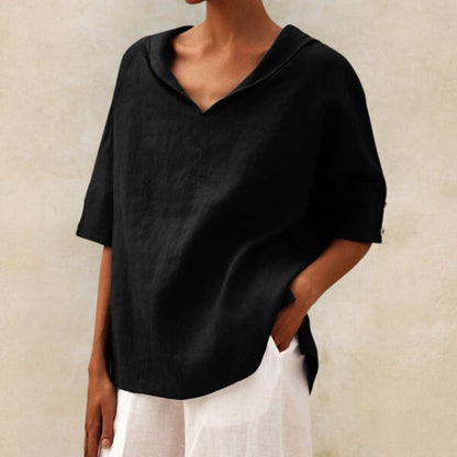 Christa – Women V-Neck Casual Linen Blouse - Image 7