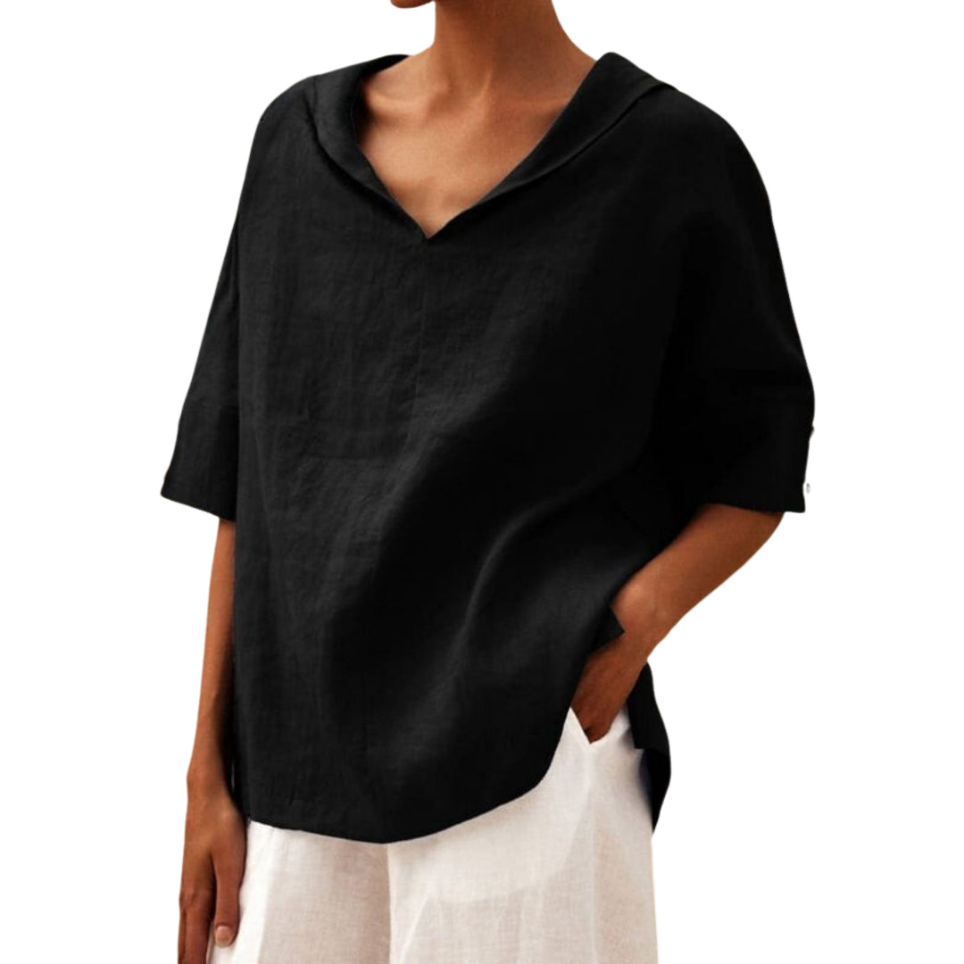 Kerstin – Airy Linen with V-neck Blouse for Women - Image 5