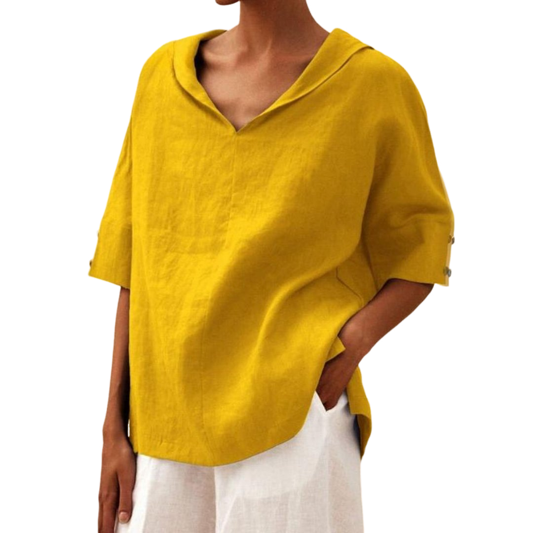 Kerstin – Airy Linen with V-neck Blouse for Women - Image 6
