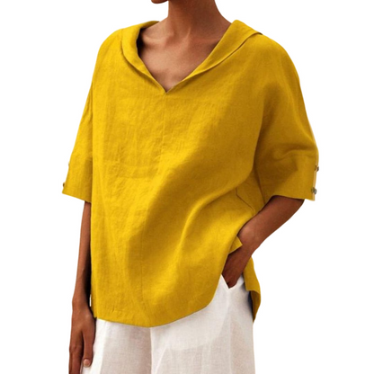 Kerstin – Airy Linen with V-neck Blouse for Women - Image 6