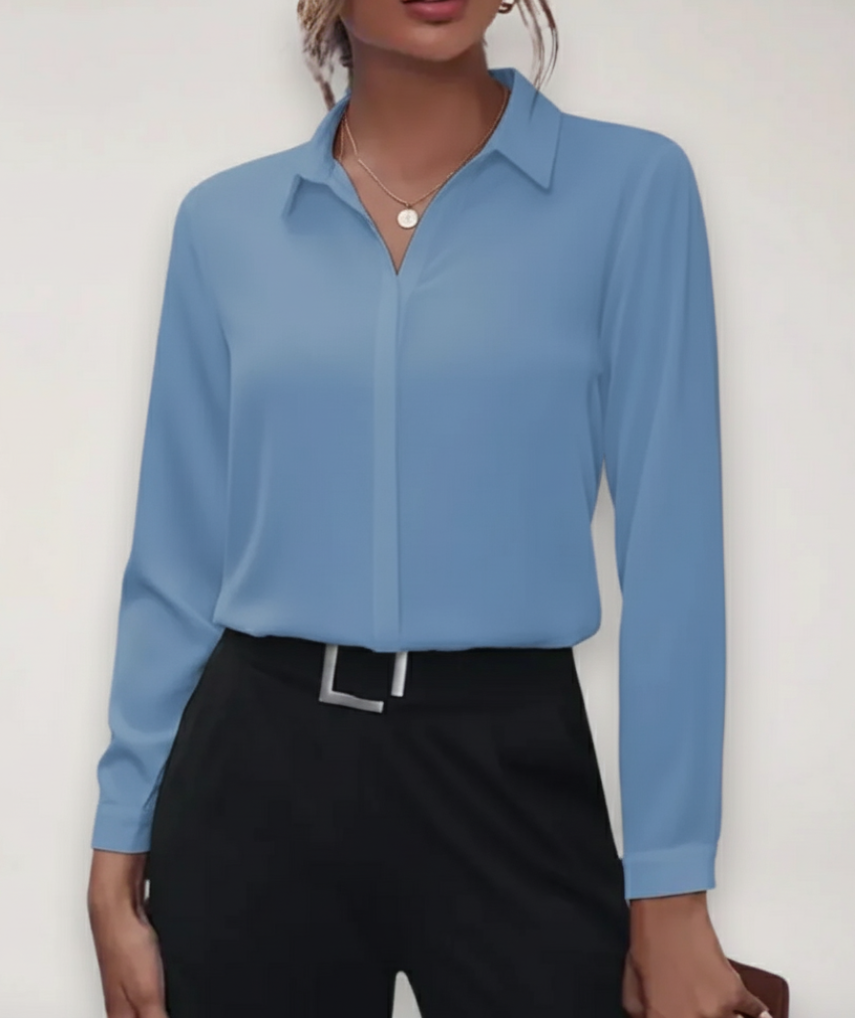 Sarah – Damen-Bürobluse mit Knöpfen für den Frühling - Image 3