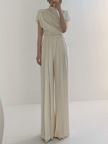 Nicole – Elegant High-Waisted Wide-Leg Pleated Trousers for Women - Image 2
