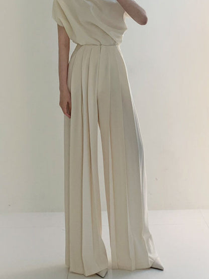 Nicole – Elegant High-Waisted Wide-Leg Pleated Trousers for Women - Image 3