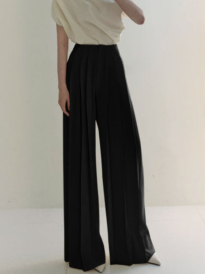 Nicole – Elegant High-Waisted Wide-Leg Pleated Trousers for Women - Image 7
