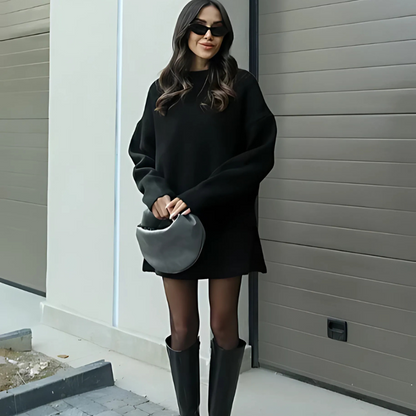 Natalia – Dzianinowy Komplet Damski z Oversize Swetrem i Spódnicą