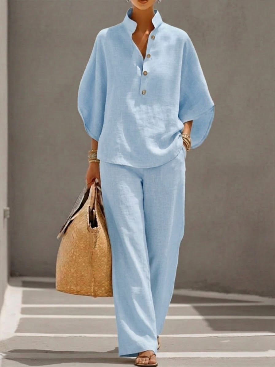 Doreen – Women 2 Piece Batwing Top Wide Leg Pants Set  - Image 2