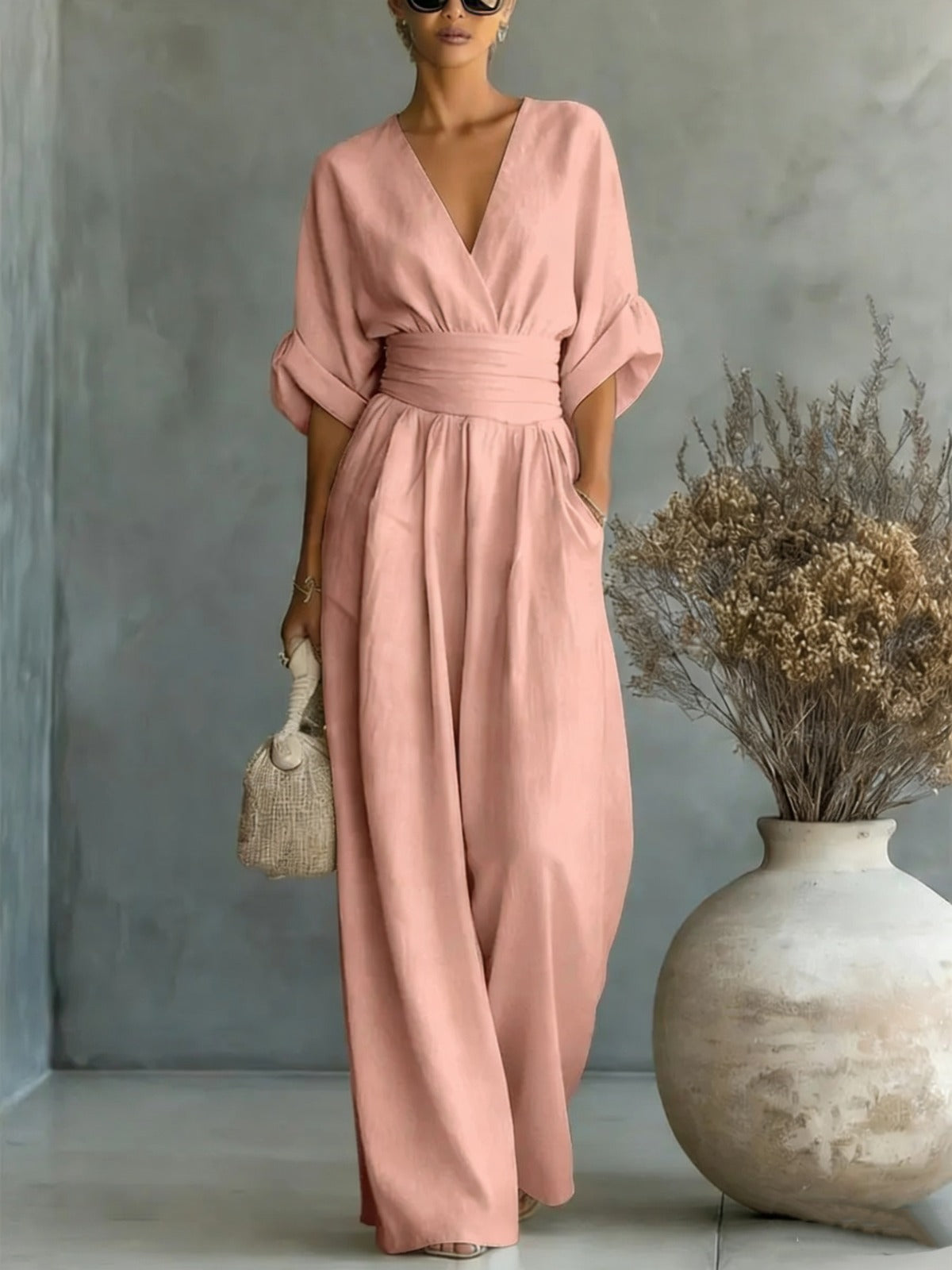 Annemarie – Elegant Deep V-neck Jumpsuit - Image 4