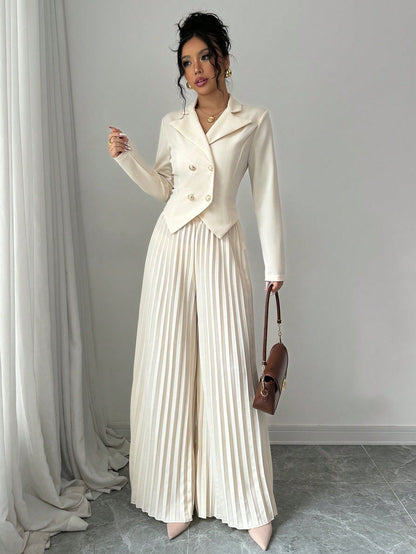 Melanie – Stylish Pleated Double-Breasted Jumpsuit - Image 11