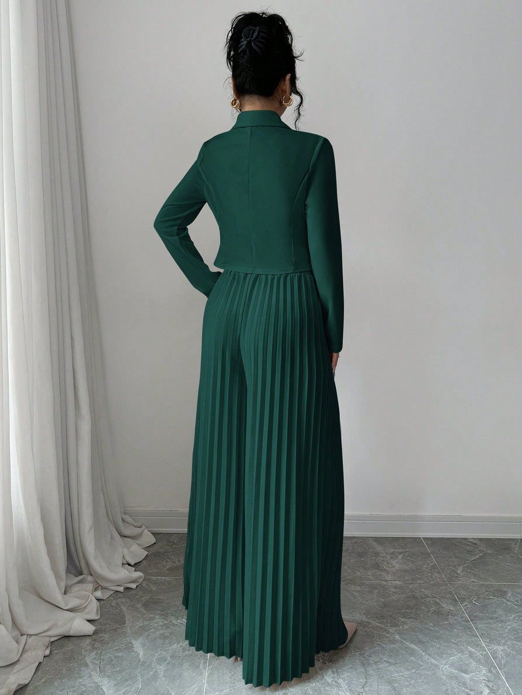 Melanie – Stylish Pleated Double-Breasted Jumpsuit - Image 6