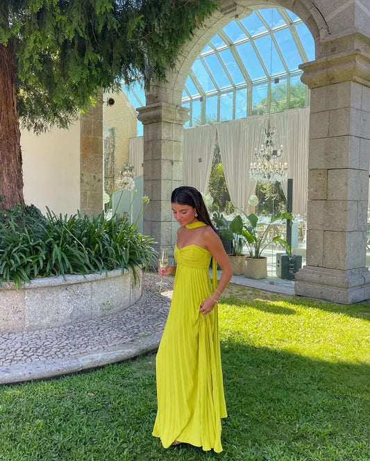 Laura – Elegant Pleated Wedding Guest Dress - Image 1