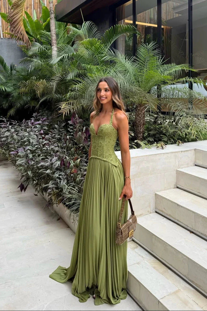 Monika – Pleated Corset Wedding Guest Dress - Image 1