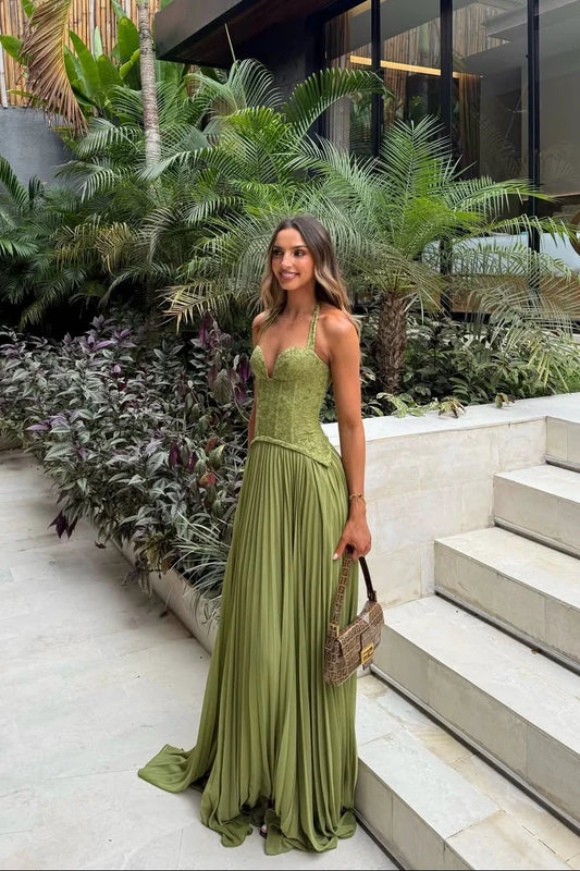 Monika – Pleated Corset Wedding Guest Dress - Image 1