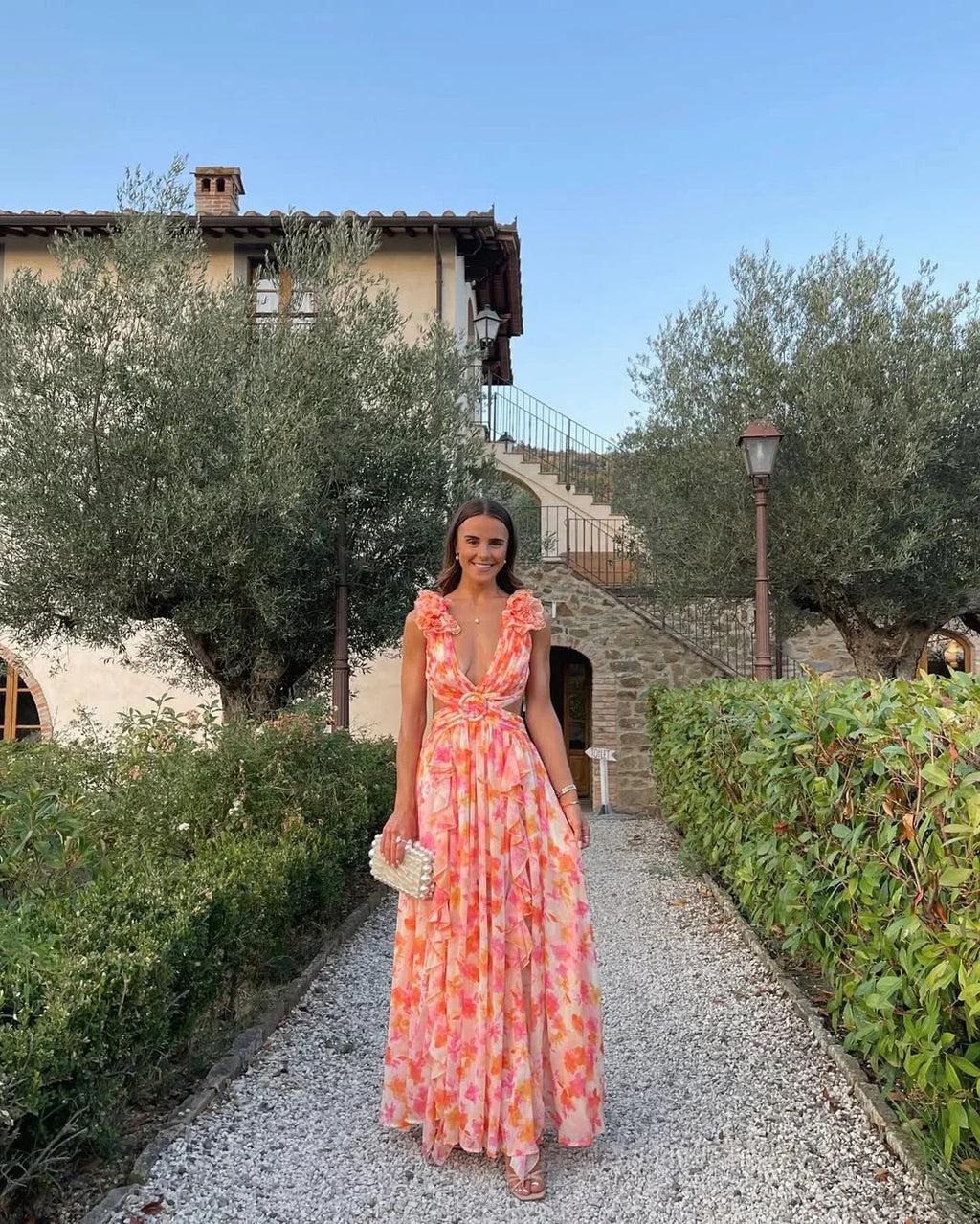 Nicole – Floral Sleeveless Wedding Guest Dress - Image 1