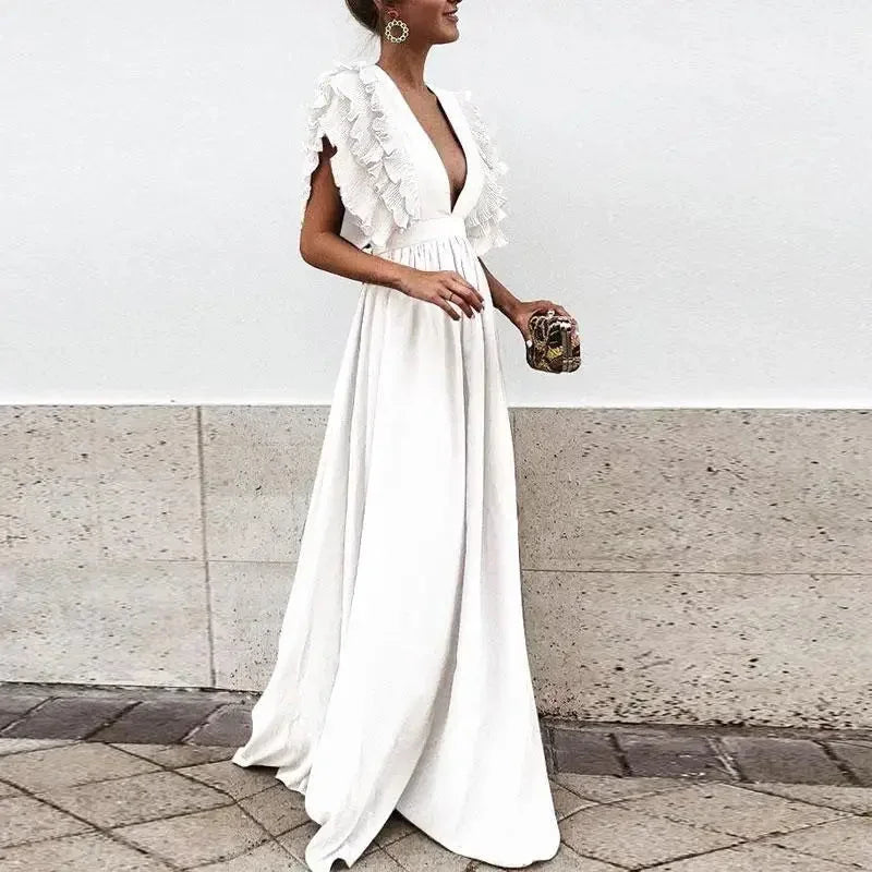 Mia – Ruffled Sleeves Wedding Guest  Dress - Image 4