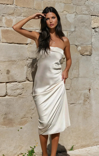 Luisa – Long Strapless Wedding Guest Dress - Image 1