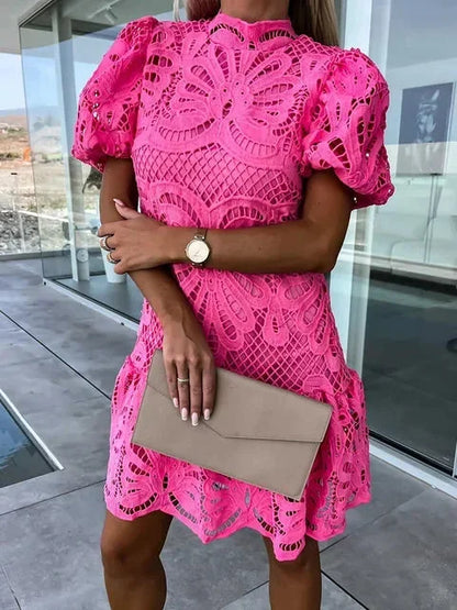 Mila – Puff Sleeves Wedding Guest Dress - Image 1