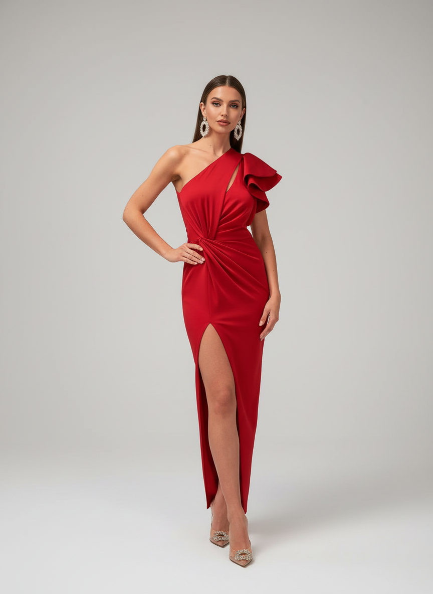 Doreen – Women One-Shoulder Ruffled Evening Dress - Image 5