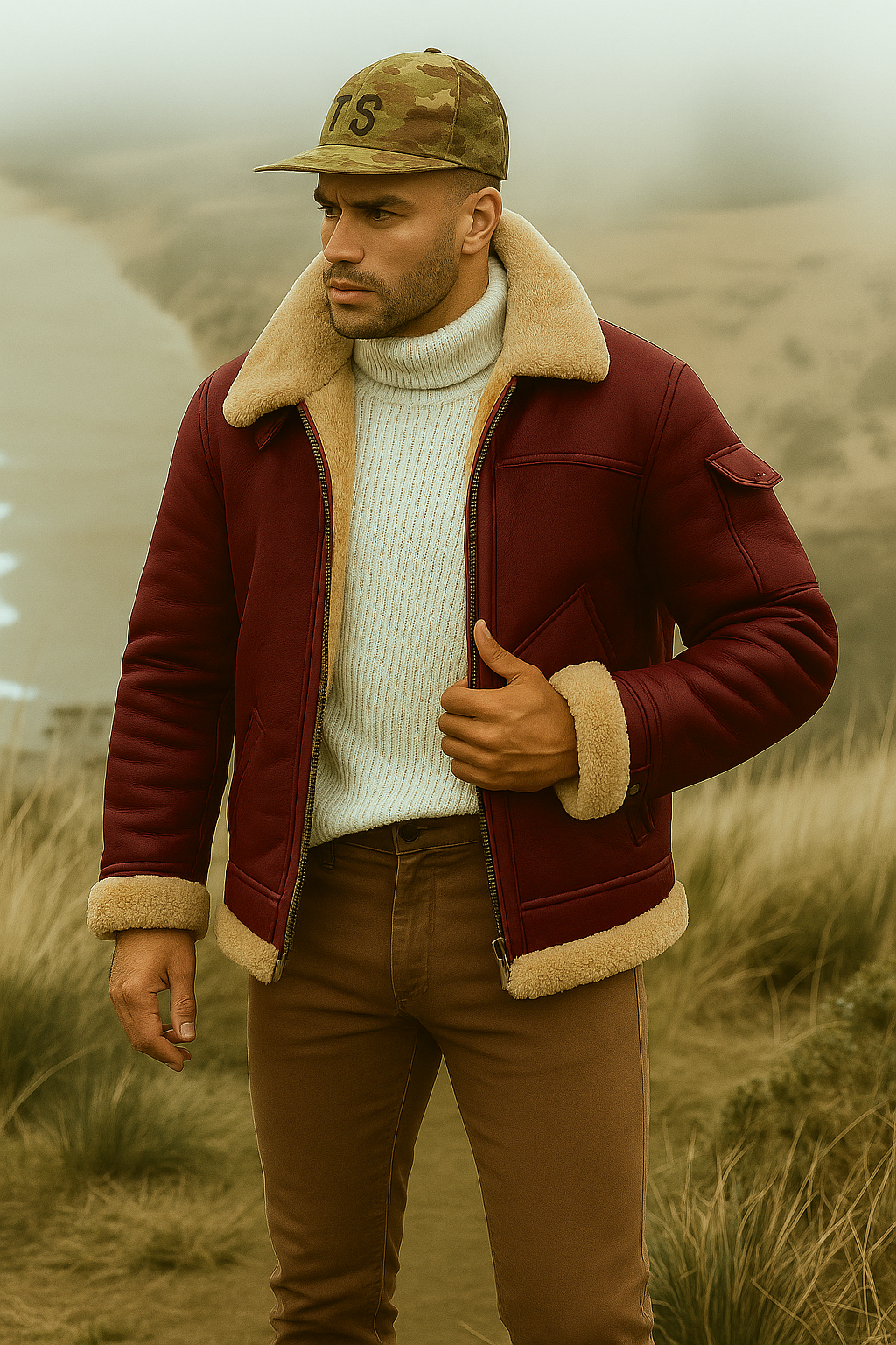 Szymon – Męska Kurtka Pilotka z Kożuszkiem