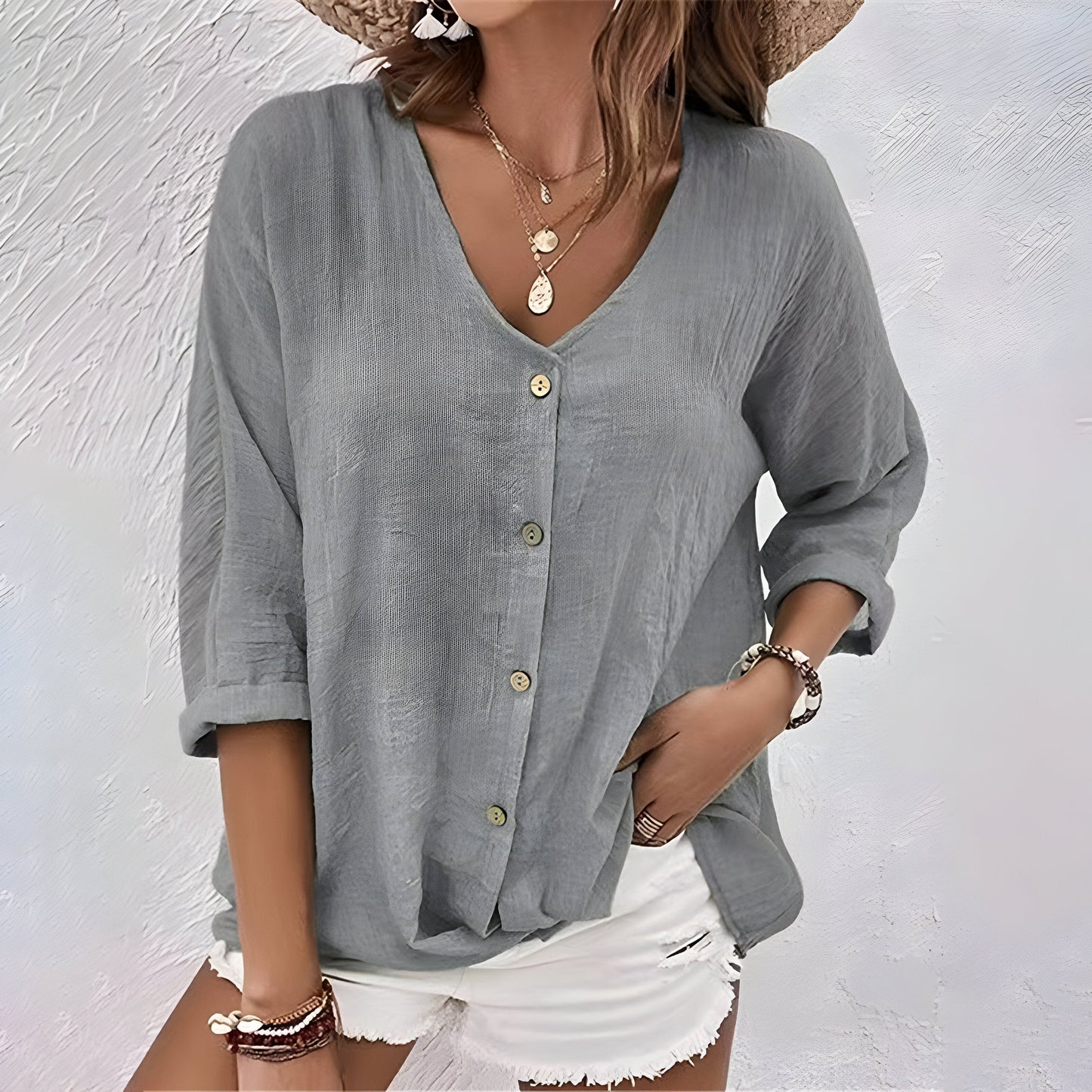 Emma – Women Button-Up Summer Blouse - Image 4