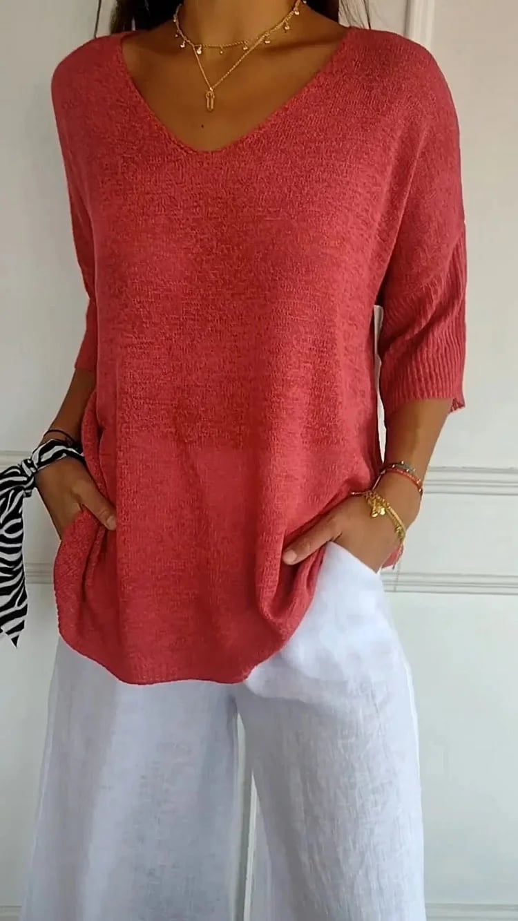 Cornelia – Cozy V-Neck Sweater - Image 2