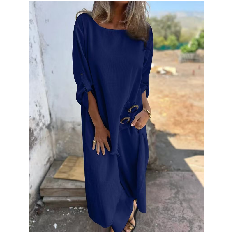 Karina – Elegant Round Neck Long-sleeved Dress - Image 1