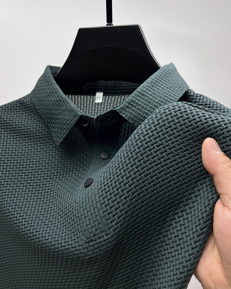 Leon - Męska koszula z fakturą slim fit z kołnierzem