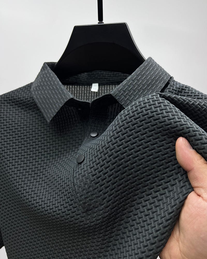Leon - Męska koszula z fakturą slim fit z kołnierzem