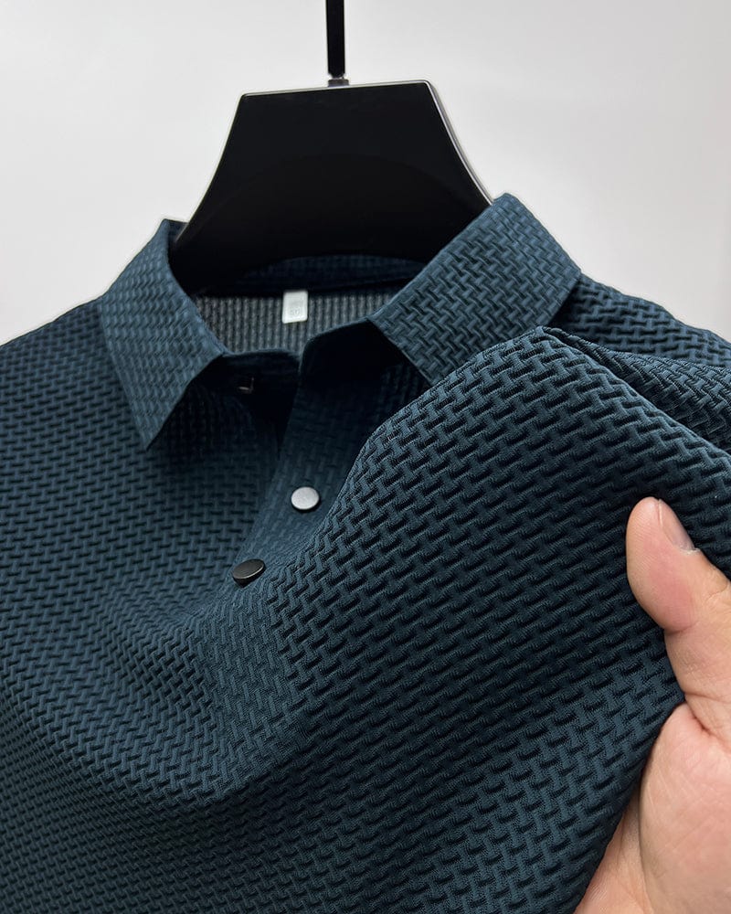 Leon - Męska koszula z fakturą slim fit z kołnierzem