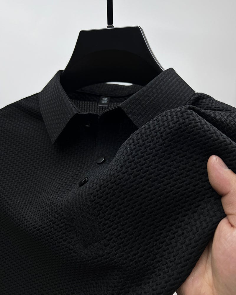 Leon - Męska koszula z fakturą slim fit z kołnierzem