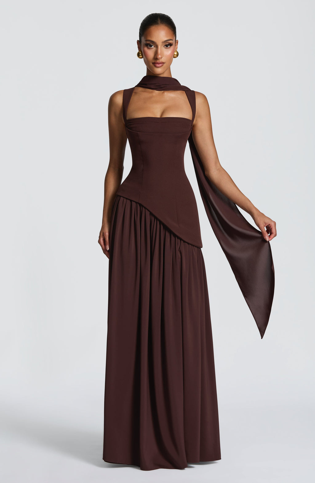Thea – Structured Cut Straight Neckline Dress - Image 2