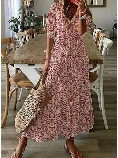 Valeria – Bawełniana Sukienka Boho Maskująca Brzuch