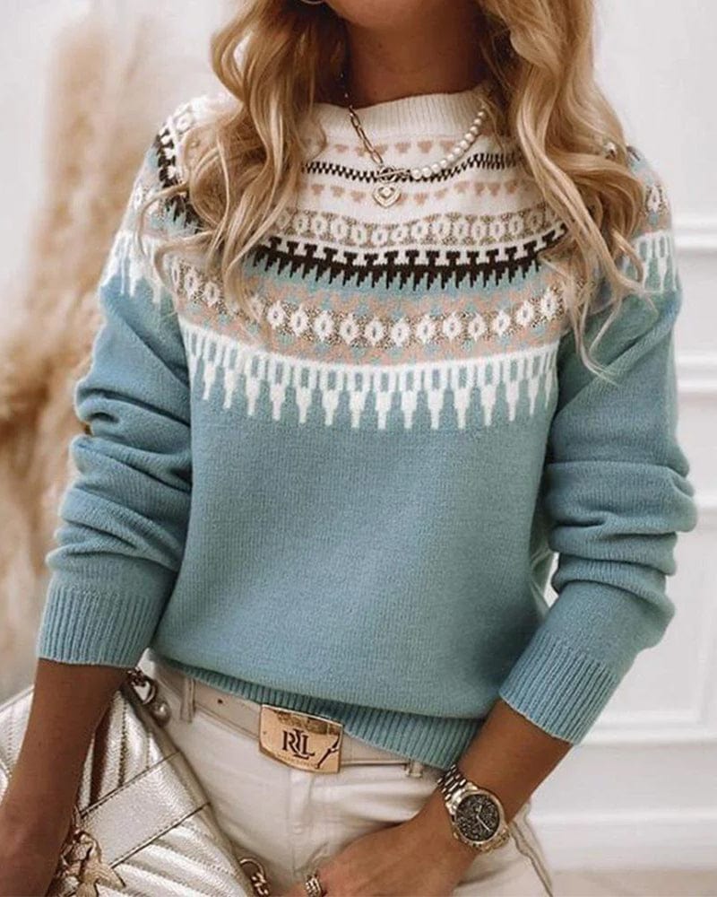 Isla – Stylowy sweter damski z ozdobnym wzorem o klasycznym kroju