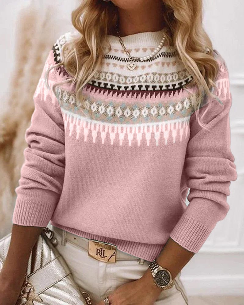 Isla – Stylowy sweter damski z ozdobnym wzorem o klasycznym kroju