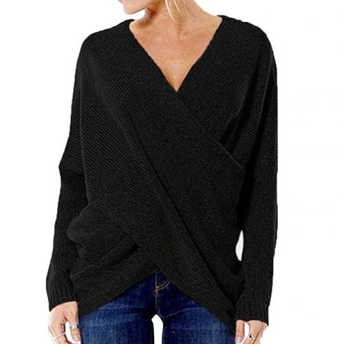 Maya - Sweter damski oversize z kopertowym dekoltem