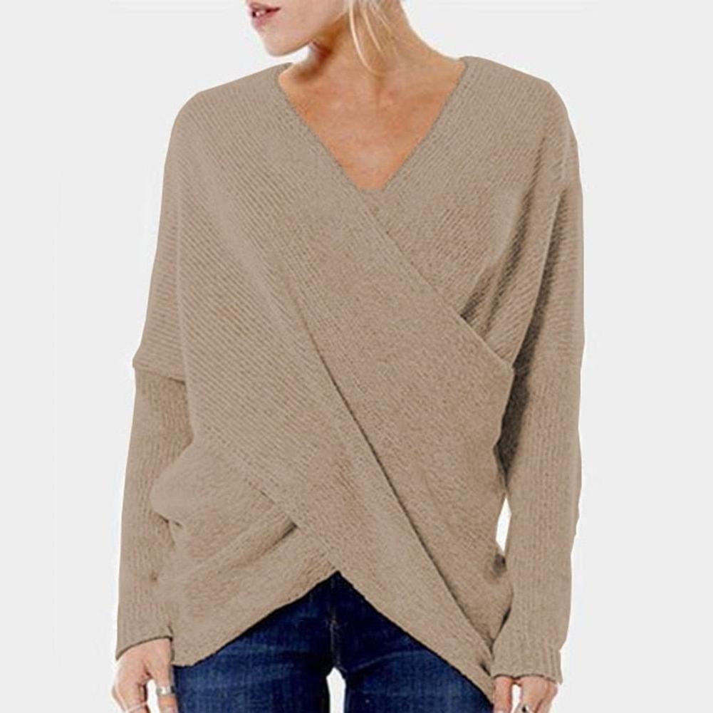 Maya - Sweter damski oversize z kopertowym dekoltem