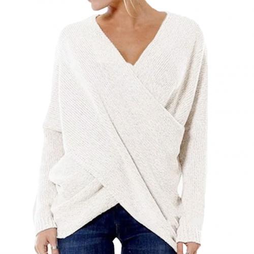 Maya - Sweter damski oversize z kopertowym dekoltem