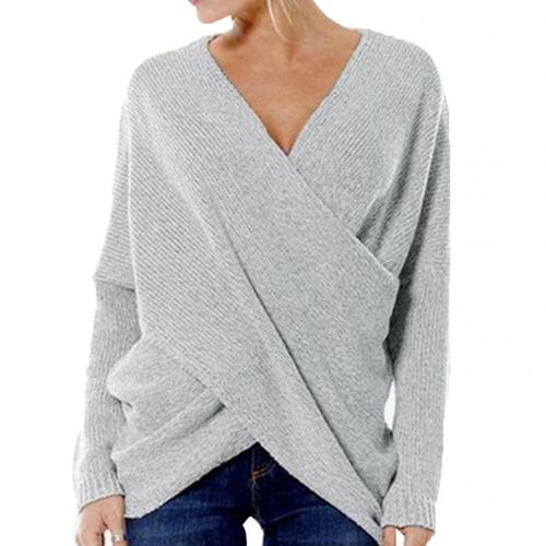 Maya - Sweter damski oversize z kopertowym dekoltem