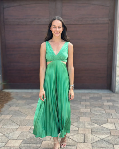 Thea – Women Pleated Cutout Waist Maxi Dress - Image 7