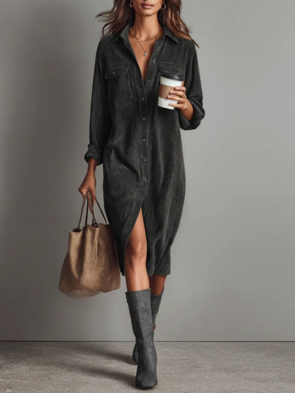 Maja – Women’s Button Front Long Sleeve Dress - Image 4