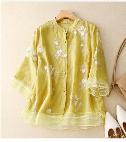 Kirsten – Women Floral Cotton and Linen Blouse - Image 7